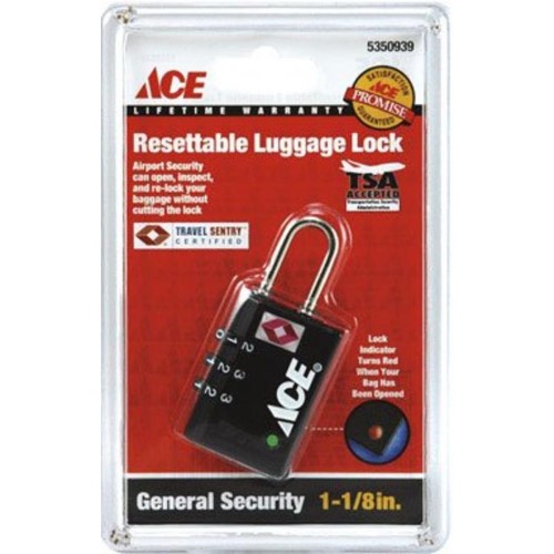 Ace 1-5/8 in. H X 1-1/8 in. W X 1/2 in. L Die-Cast Zinc 3-Dial Combination Luggage Lock