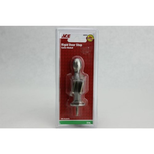 Ace Rigid Door Stop with Holder 3 in. L Satin Nickel