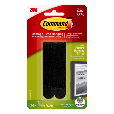 COMMAND 3M Command Large Picture Hanging Strips Black (Pack 4) - 71002