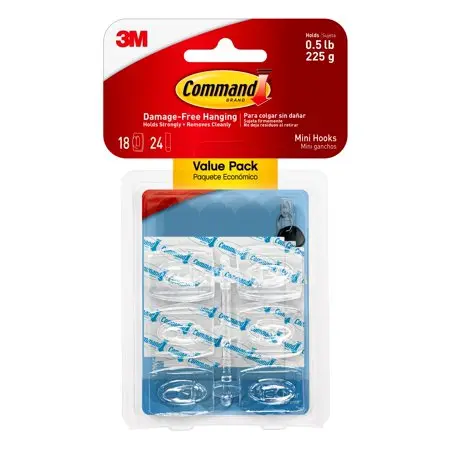 Command™ Mini Hook Value Pack Clear Pkg/18