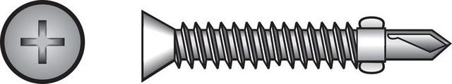 [560671] HILLMAN No. 12 Ga. X 2-1/2 in. L Phillips Flat Head Self-Drilling Screws 100 Pk