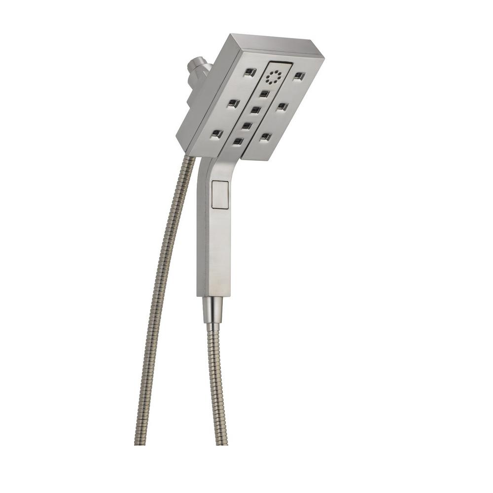 [58473-SS-PR25] Delta 58473-25 Universal Showering Rectangular 2.5 GPM Multi Function 2-in-1 In2ition Shower Head and Hand Shower with H2Okinetic and MagnaTite