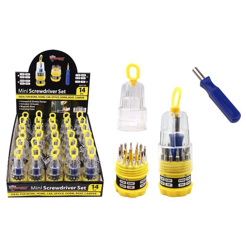 [6026955] Diamond Visions Max Force Phillips/Slotted Mini Multi-Bit Screwdriver Set 14 Pc