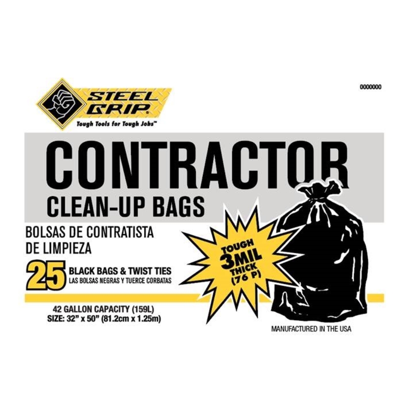 [6044645] Steel Grip 42 Gal No Scent Contractor Bags Twist Tie 20 Pk