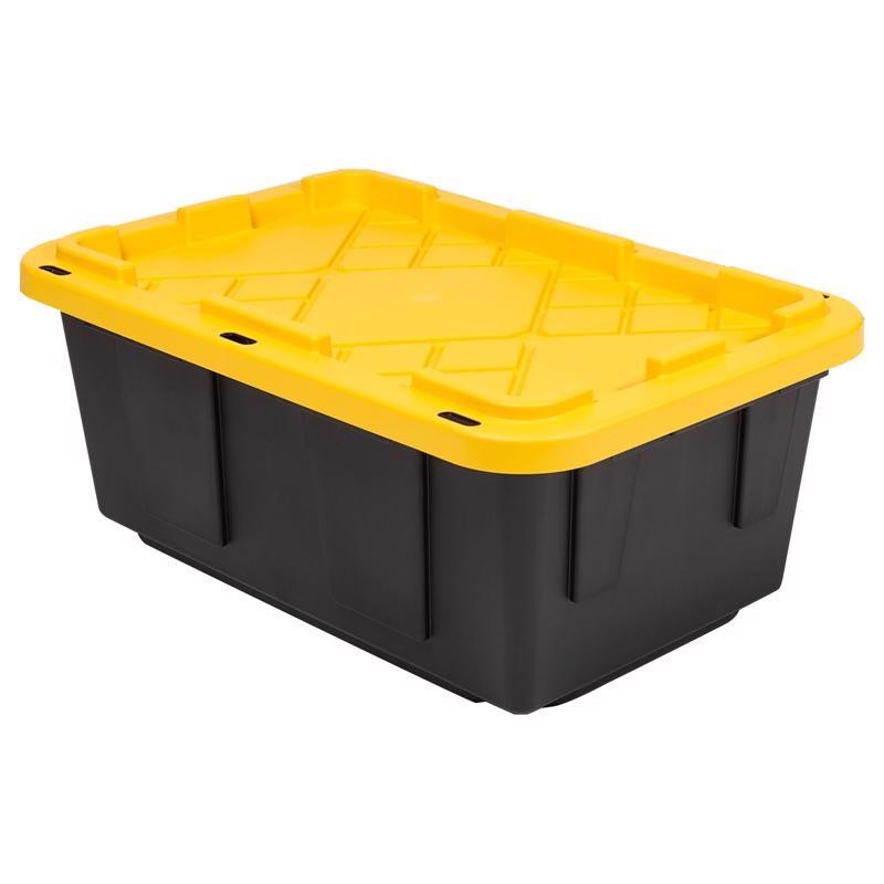 Greenmade 15 Gal Black/Yellow Snap Lock Storage Box Stackable