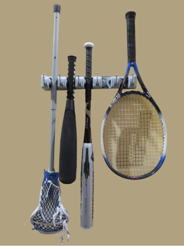 [6208532] Magic Holder 5-Stick Broom & Mop Organizer White