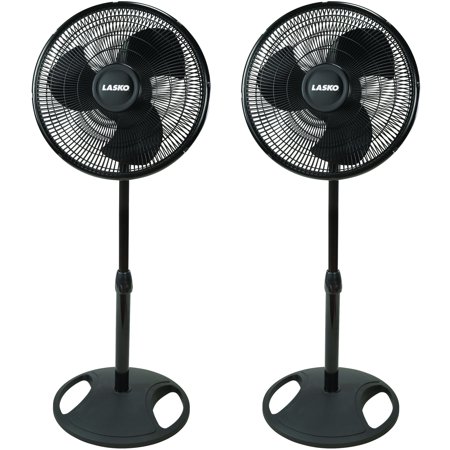 Lasko 2521 16 Inch 3-Speed Quiet Adjustable Tilting Wide-Area Oscillating Standing Pedestal Fan for Bedroom, Kitchen, Home, and Office, Black