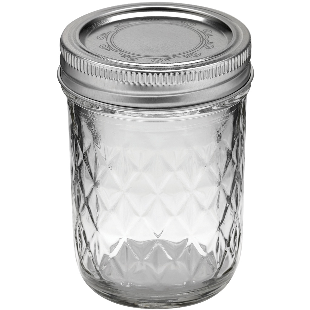 Ball 1440081200 8 Oz Quilted Jelly Jar W/ Lid & Band - Regular Mouth, Clear