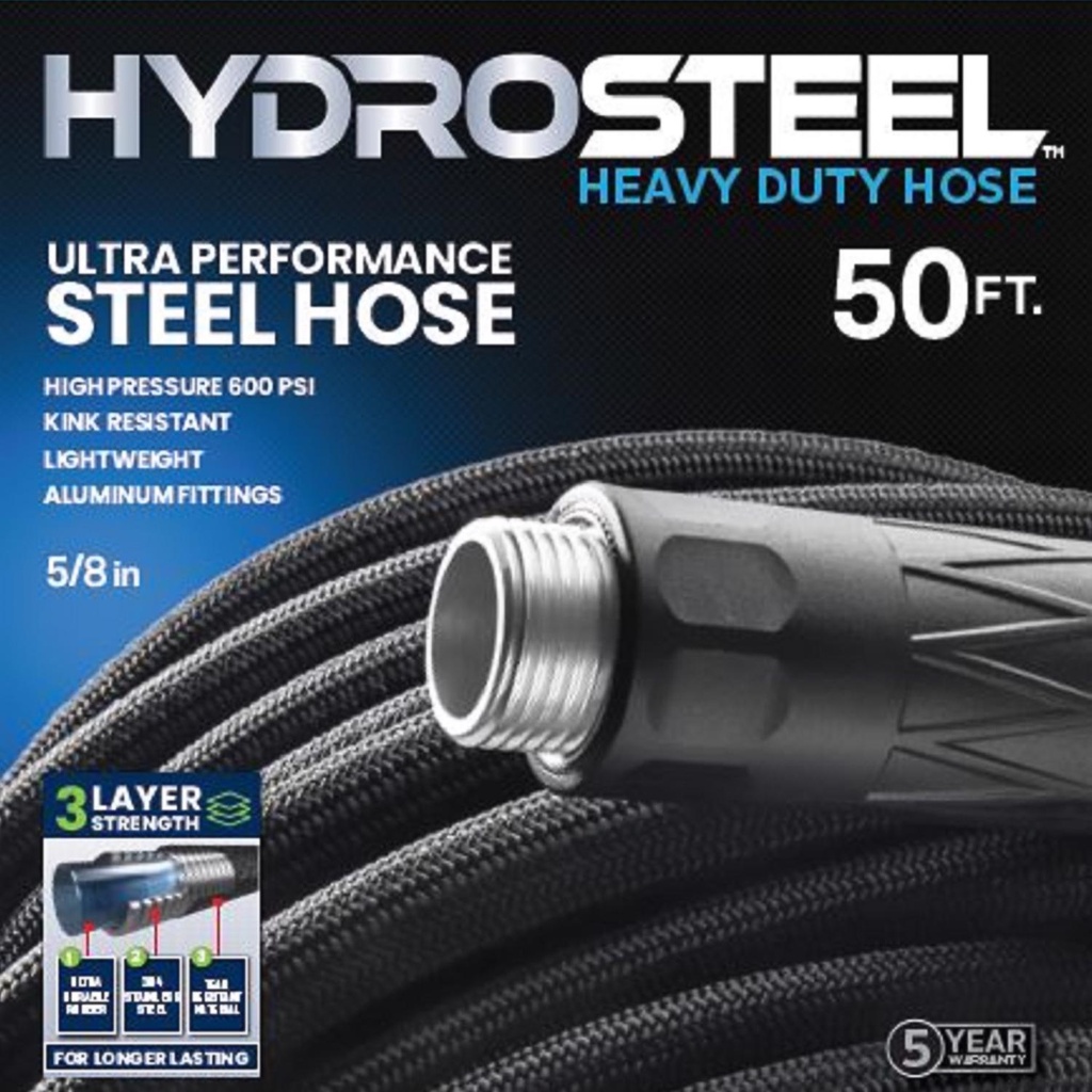 Hydrosteel 5/8 in. D X 50 Ft. L Heavy Duty Garden Hose