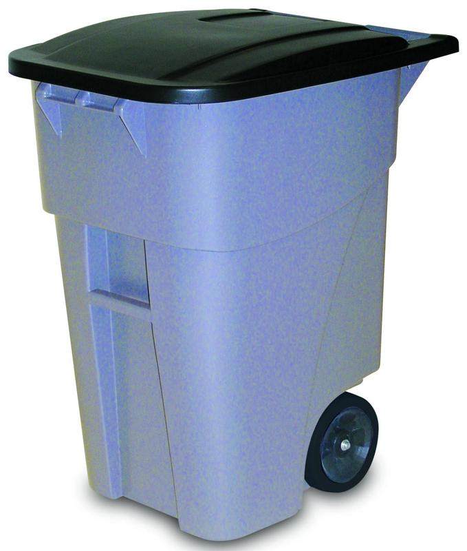 Rubbermaid FG9W2700GRAY Brute 50 Gal. Gray Rollout Trash Can with Lid