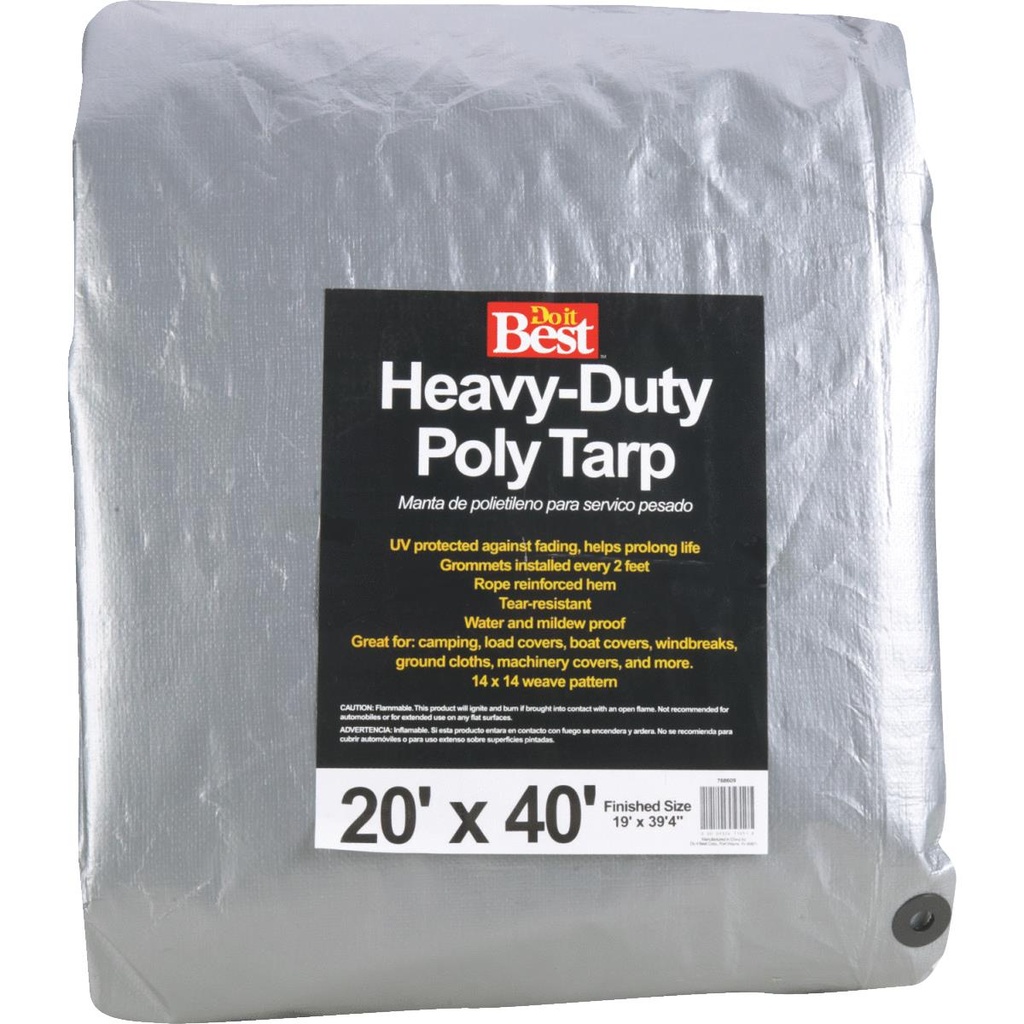 Do It Best Silver Woven 20 Ft. X 40 Ft. Heavy Duty Poly Tarp 768609 - All