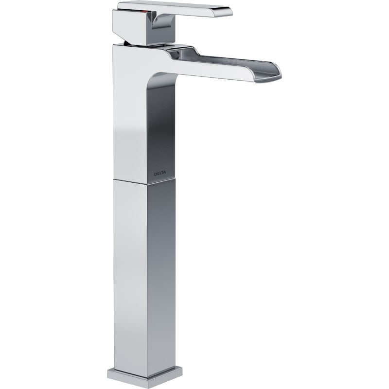 [768LF] Delta 768LF Ara 1.2 GPM Single Hole Waterfall Bathroom Faucet with Riser - Less Metal Pop-up Drain Assembly Chrome Faucet Bathroom Sink Faucets Single
