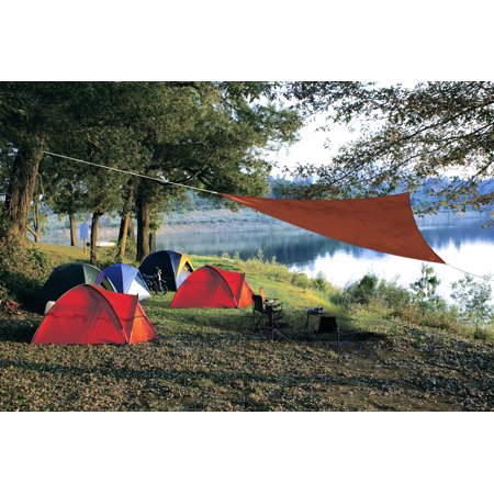 Coolaroo Ready-to-Hang Polyethylene Shade Sail Triangle Shade Sail Canopy 10 Ft. H X 10 Ft. W X 10 F