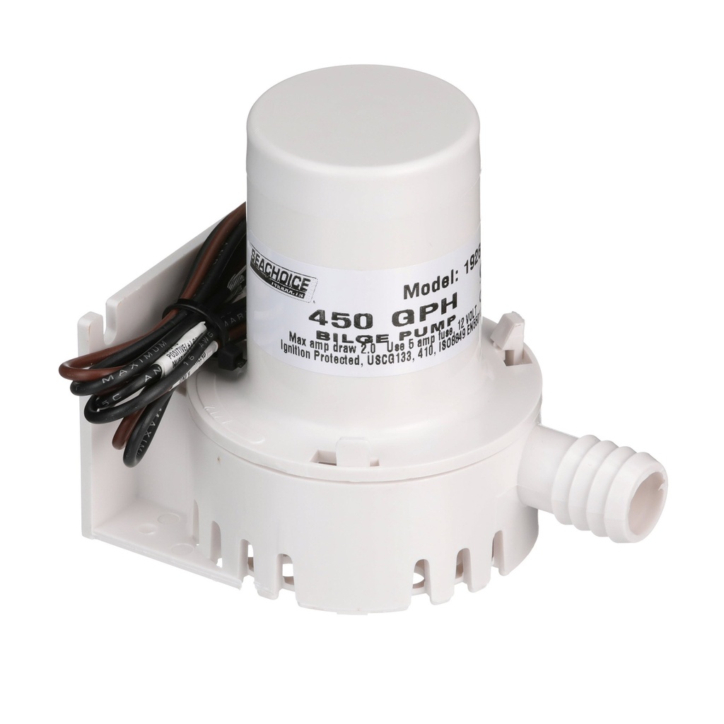 Sea Choice - 12V Mini Bilge Pump 450 GPH with 3/4" Ports - 19261