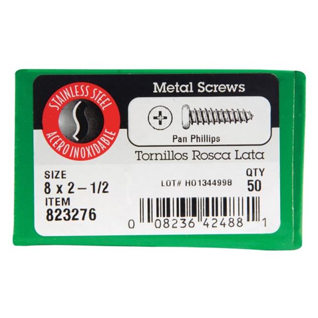 Hillman No. 8 X 2-1/2 in. L Phillips Pan Head Sheet Metal Screws 50 Pk