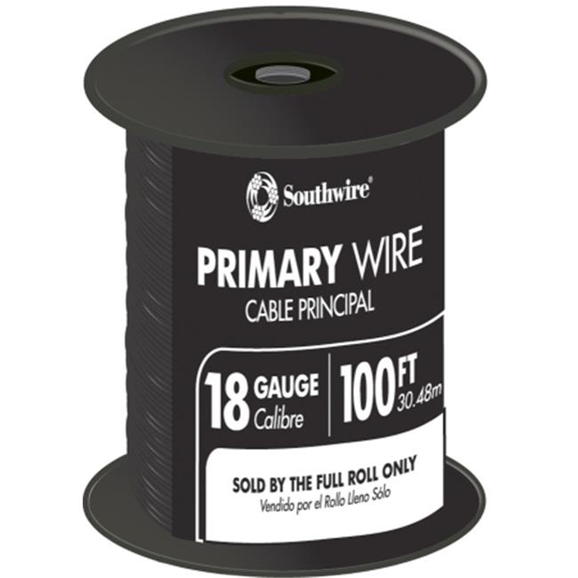 SOUTHWIRE 55667323 Primary Wire, Automotive, 18 AWG, 1C C, Black, PVC,