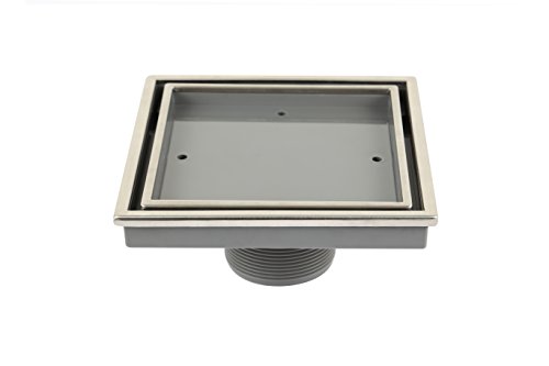 QM Drain Lagos Veil Center Tile-in Shower Drain, Stainless Steel in Gray, Size 4.0 H X 1.0 W X 4.0 D in | Wayfair 88.300.04 ST