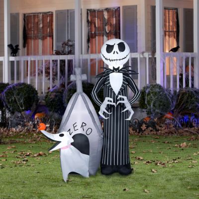 Gemmy Airblown 5 Ft. LED Prelit Jack Skellington Jack and Zero Inflatable