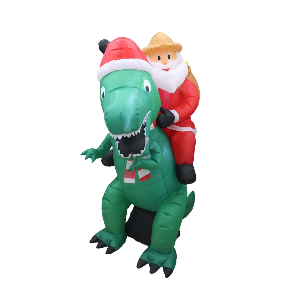 A Holiday Company Jurassic Santa LED Dinosaur with Santa 6 Ft. Inflatable