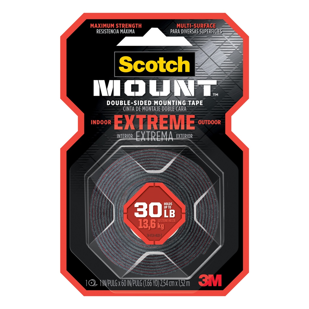[9221896] 3M Scotch-Mount 60 in. L X 1 in. W Double-Sided Mounting Tape