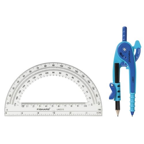 Fiskars 12 in. Pencil Compass with Protractor 3 Pc