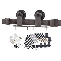 Straight Strap Barn Door Hardware Kit, 78-3/4 in L Track, Steel, Bronze, Wall, for: Barn Door
