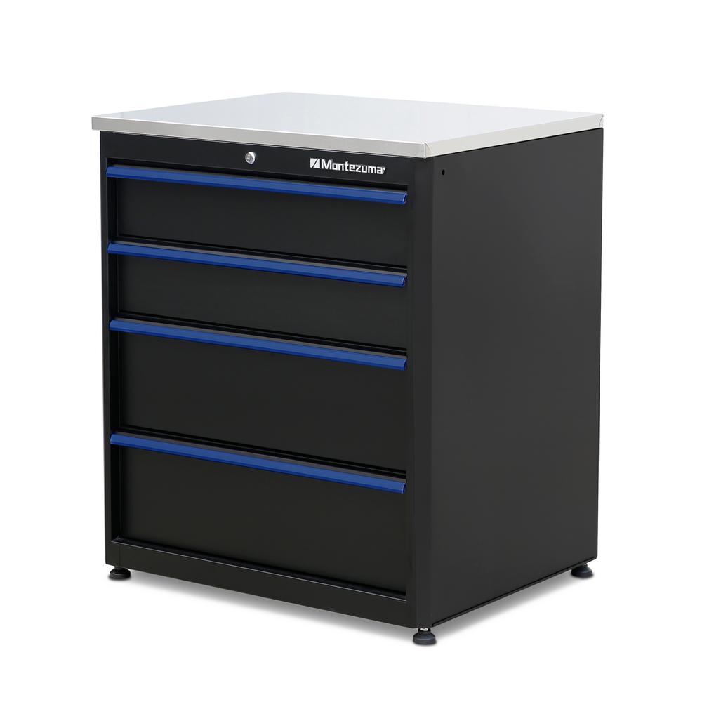 30.5 in. W X 35 in. H X 24 in. D 4-Drawer Steel Freestanding Base Cabinet in Black