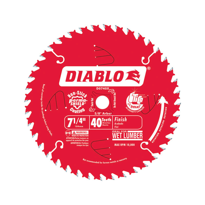 Diablo 7-1/4 in. D X 5/8 in. TiCo Hi-Density Carbide Circular Saw Blade 40 Teeth 1 Pk