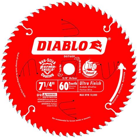 [D0760A] Diablo 7-1/4 X 60 Tooth Ultra Finish Saw Blade