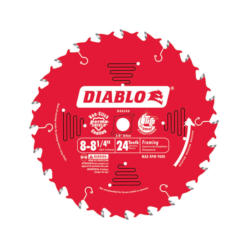Diablo 8-1/4 in. D X 5/8 in. TiCo Hi-Density Carbide Framing Blade 24 Teeth 1 Pk