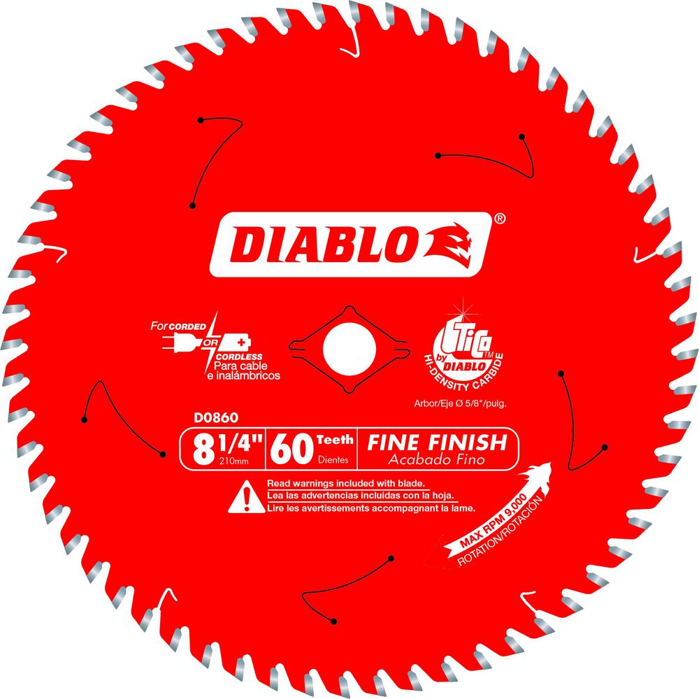 Diablo 8-1/4 in. D X 5/8 in. TiCo Hi-Density Carbide Circular Saw Blade 60 Teeth 1 Pk