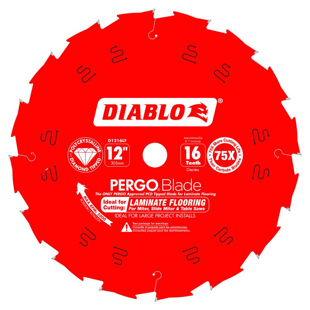 [D1216LF] Diablo Pergo Blade 12 in. D X 1 in. Laminate Flooring PCD Circular Saw Blade 16 Teeth 1 Each