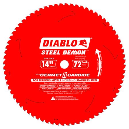 Diablo D1472CF 14' X 72 Tooth TCG Steel Demon Ferrous Metal Blade