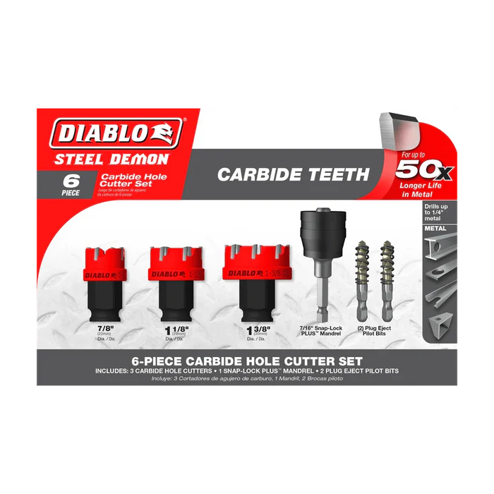 Diablo Tools Steel Demon Carbide Teeth Hole Cutter Set 6pc - DHS06CFS