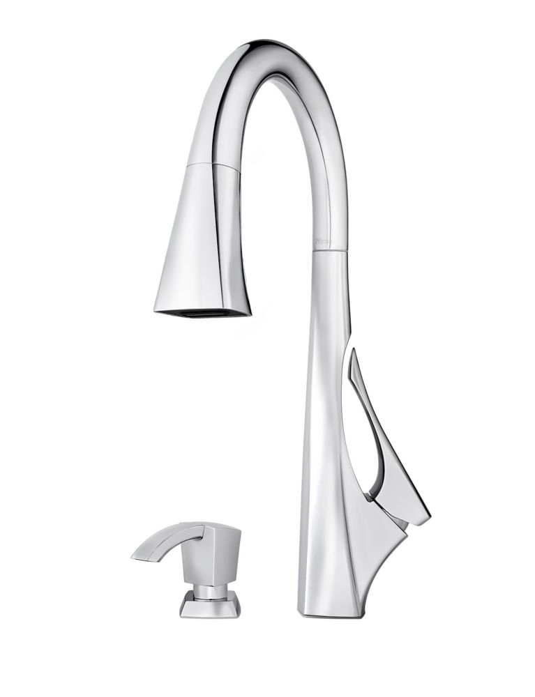 [F-529-7VNC] Pfister Venturi Kitchen Faucet with Pull Down Sprayer and Soap Dispenser  Single Handle  High Arc  Polished Chrome Finis