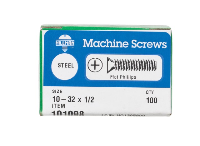 HILLMAN No. 10-32 X 1/2 in. L Phillips Flat Head Zinc-Plated Steel Machine Screws 100 Pk