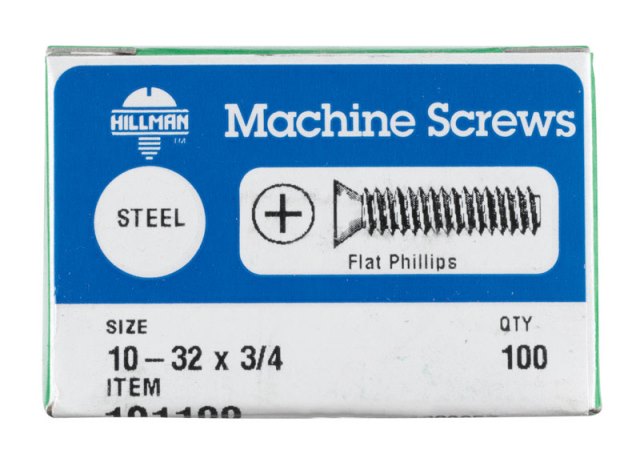 Hillman No. 10-32 X 3/4 in. L Phillips Flat Head Zinc-Plated Steel Machine Screws 100 Pk