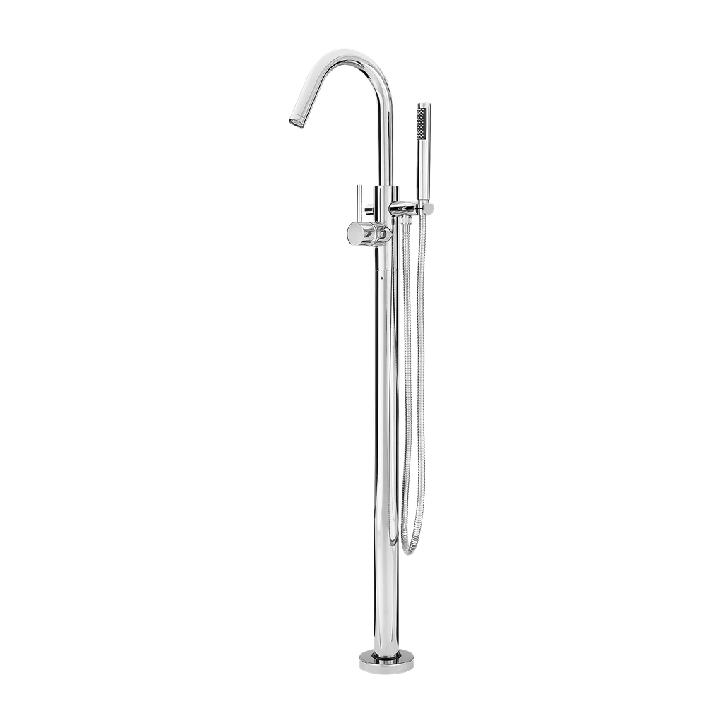 Pfister LG6-1MF Modern Floor Mounted Tub Filler with Built-in Diverter - Includes Hand Shower Polished Chrome Faucet Tub Filler Single Handle