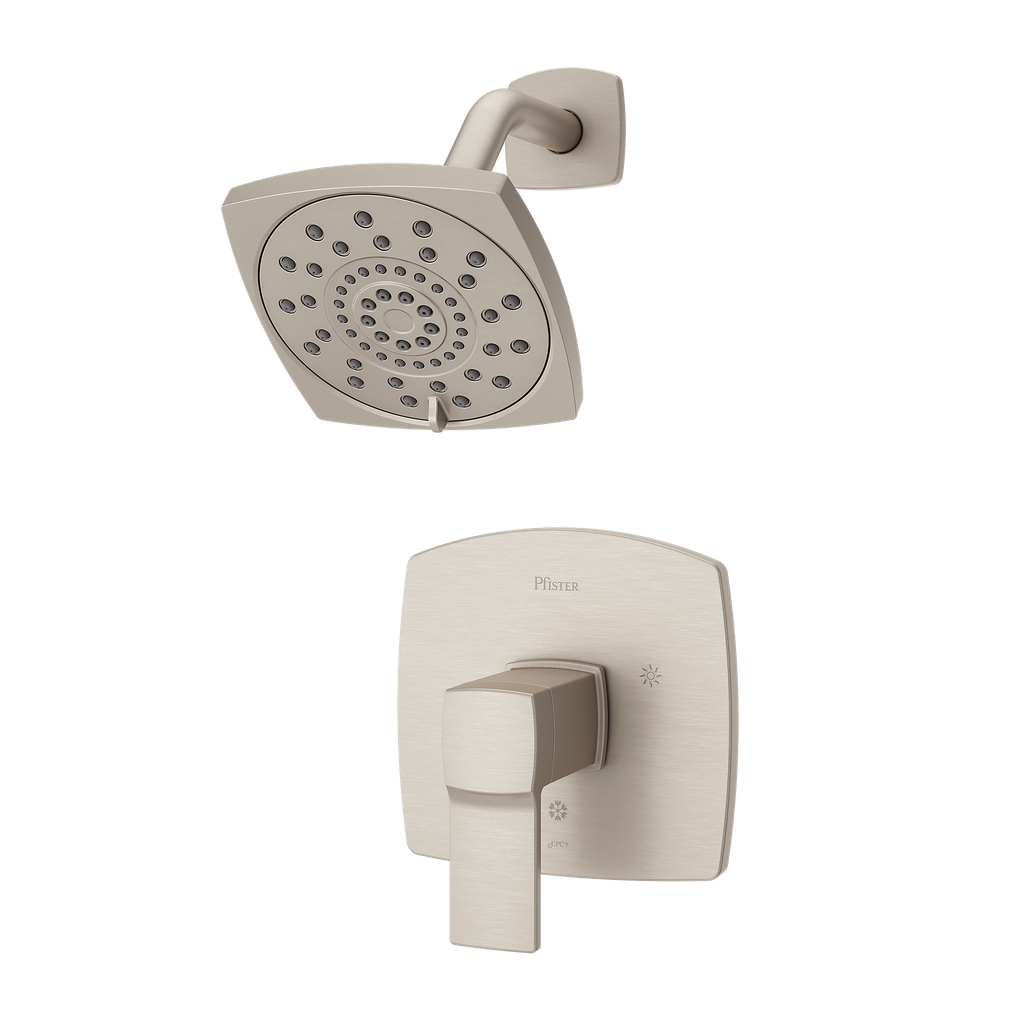 Pfister LG89-7DA Deckard Shower Trim Package with Multi Function Shower Head Brushed Nickel Showers Shower Only Pressure Balanced