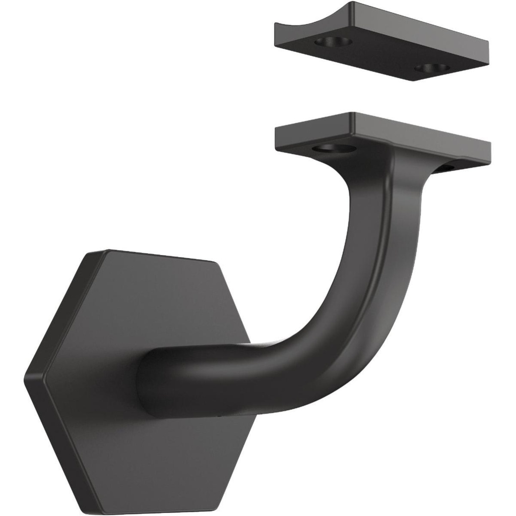 [N830533] National Hardware Powell Black Zinc Die Cast W/Steel Strap Handrail Bracket 3-5/32 in. L 150 Lb