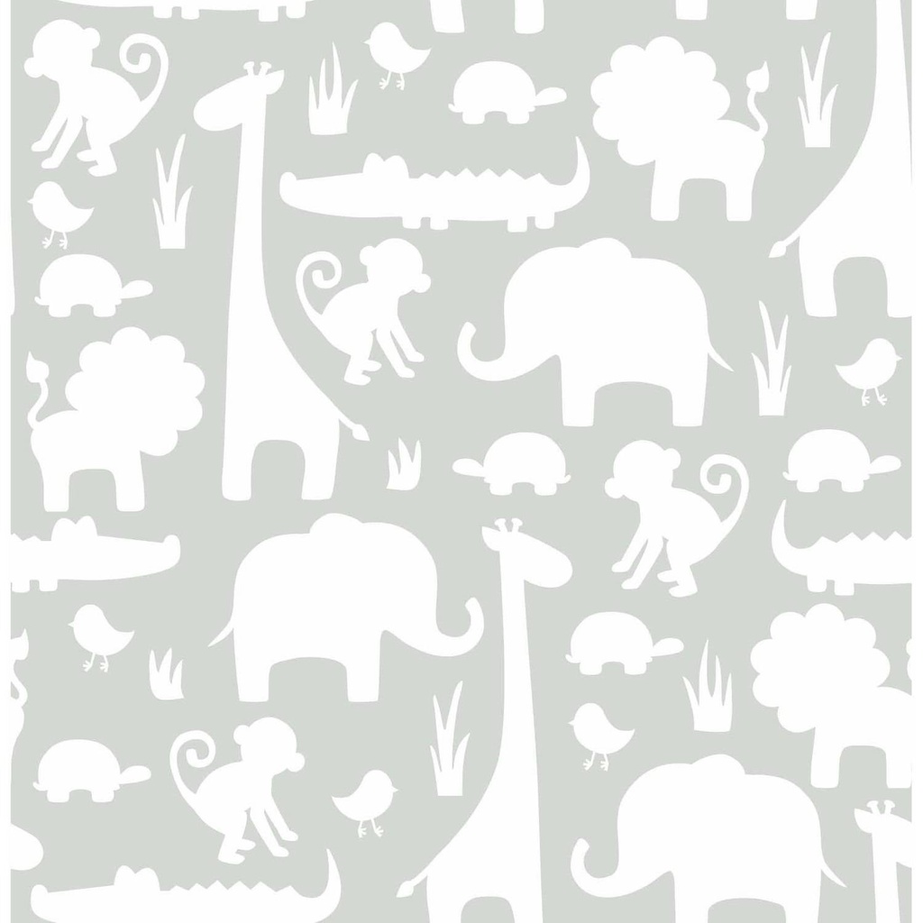 Fine Decor NuWallpaper Its a Jungle in Here Peel and Stick Wallpaper Grey Fine