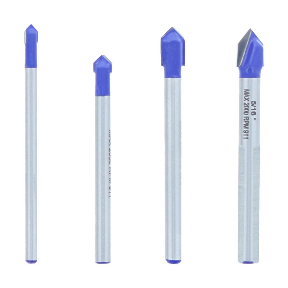 Avanti Pro Carbide Tipped Glass and Tile Bit Set 3-Flat Shank 4 Pc