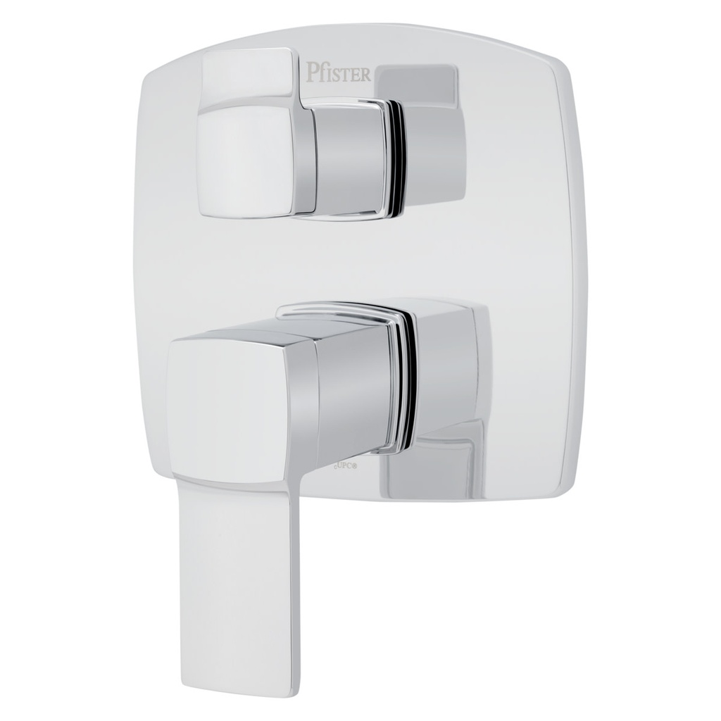 Pfister R89-SDA Deckard Pressure Balanced Valve Trim Only with Double Lever Handle and Integrated Diverter - Less Valve Polished Chrome Showers Valve