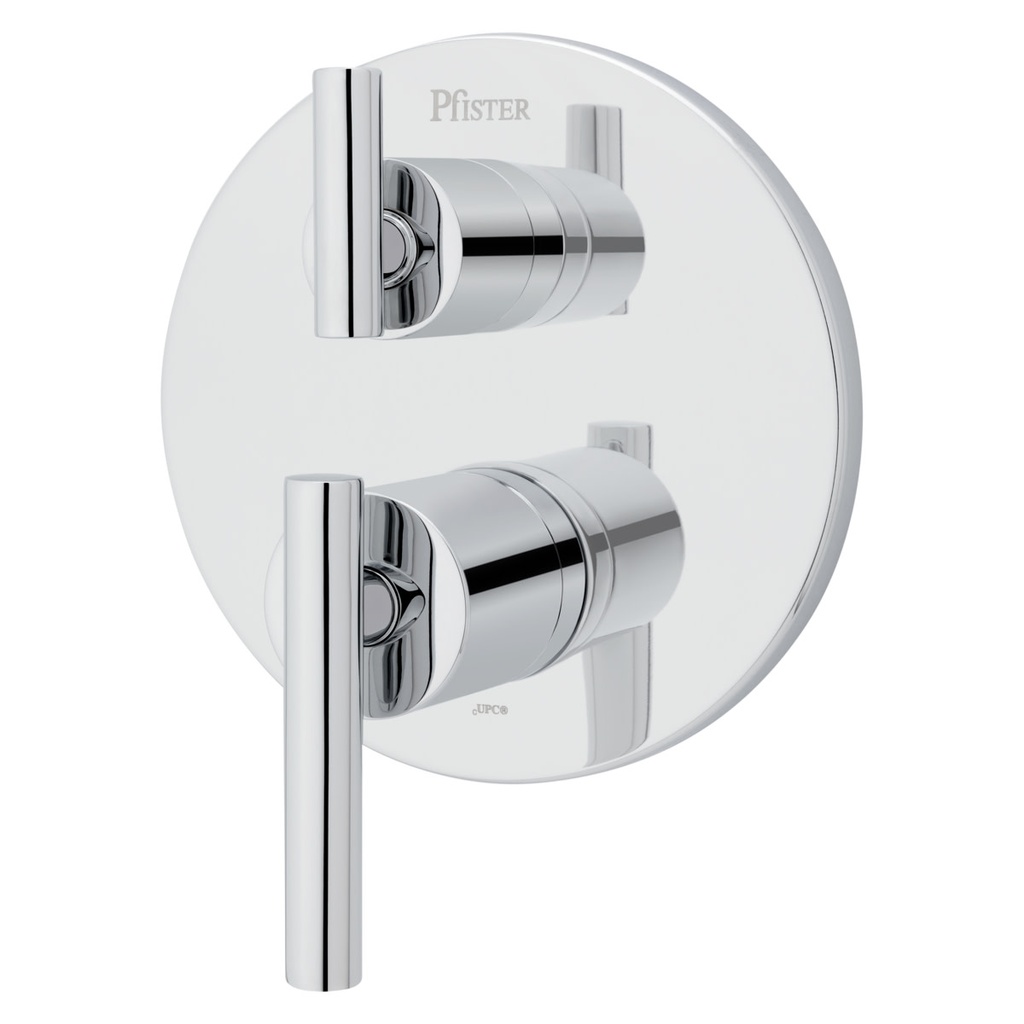 [R89-SNCC] Pfister R89-SNC Contempra Pressure Balanced Valve Trim Only with Double Lever Handle and Integrated Diverter - Less Valve Polished Chrome Showers