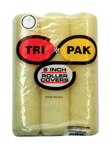 American Brush Rc134 Super Saver Tripak Medium Roller Covers, 9" X 3/8"