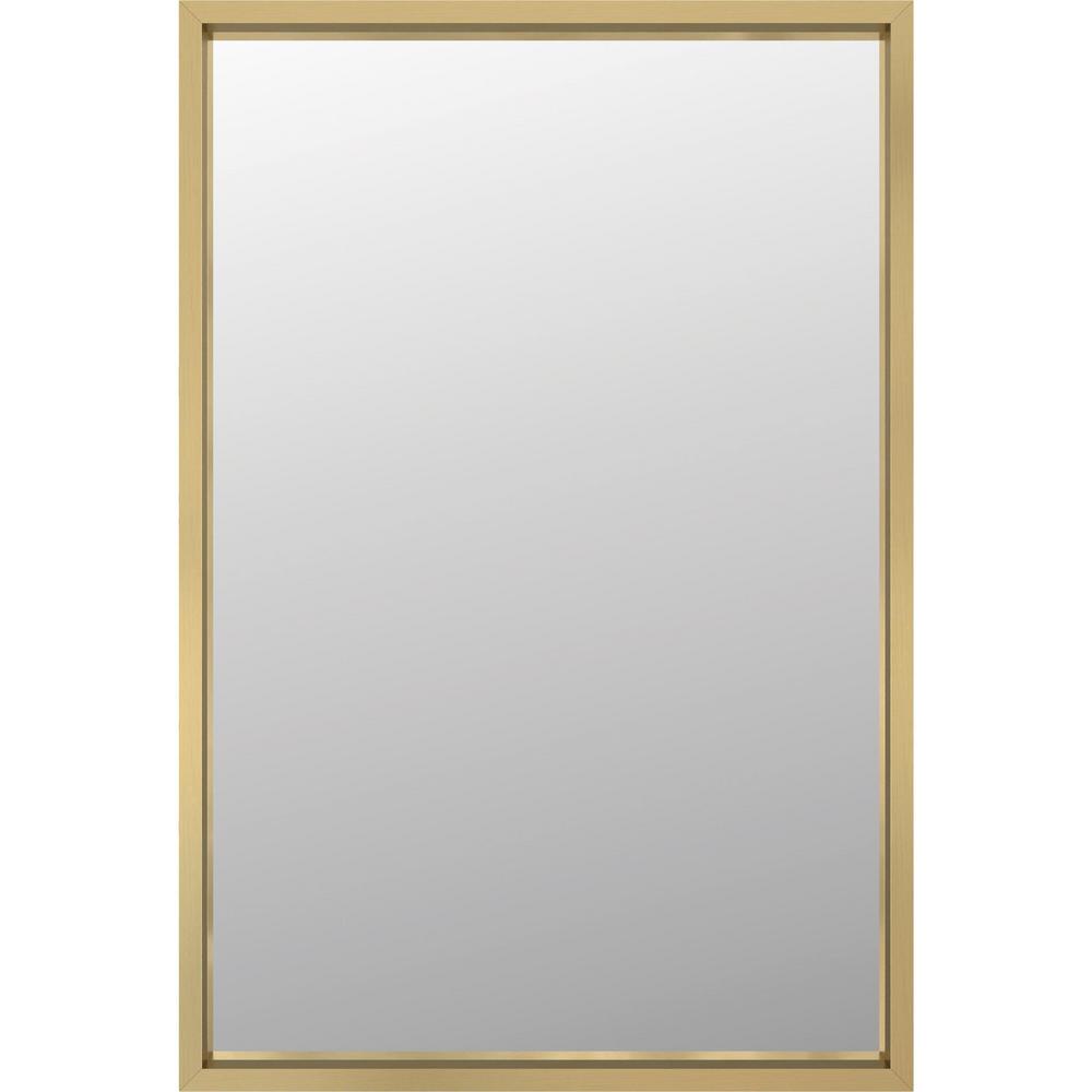 Delta 24 in W. X 36 in H. Framed Rectangular Wall Bathroom Vanity Mirror in Matte Gold