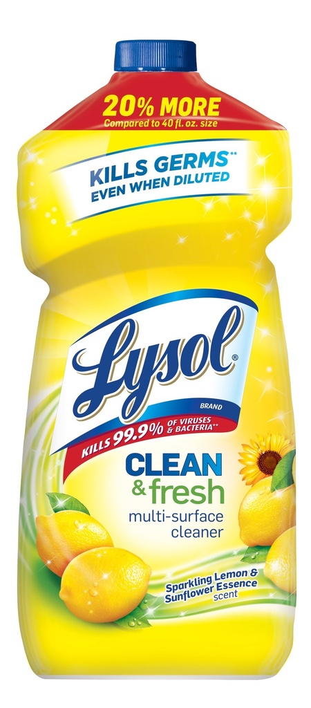 Lysol Multi-Surface Cleaner  Sanitizing and Disinfecting Pour  to Clean and Deodorize  Sparkling Lemon & Sunflower Essence  48oz