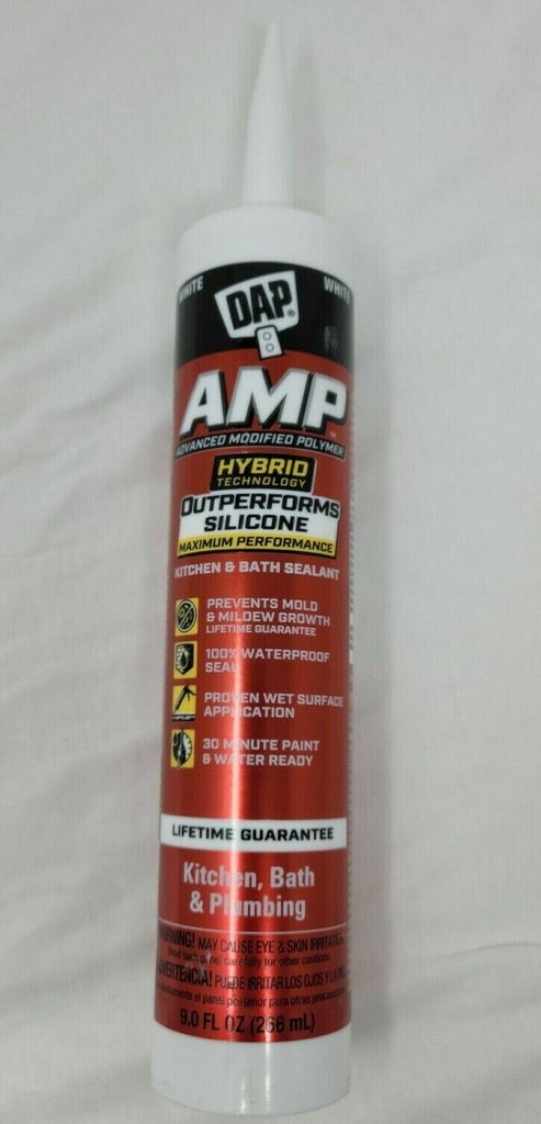 DAP AMP White Polymer Advanced Hybrid Caulk Sealant 9 Oz