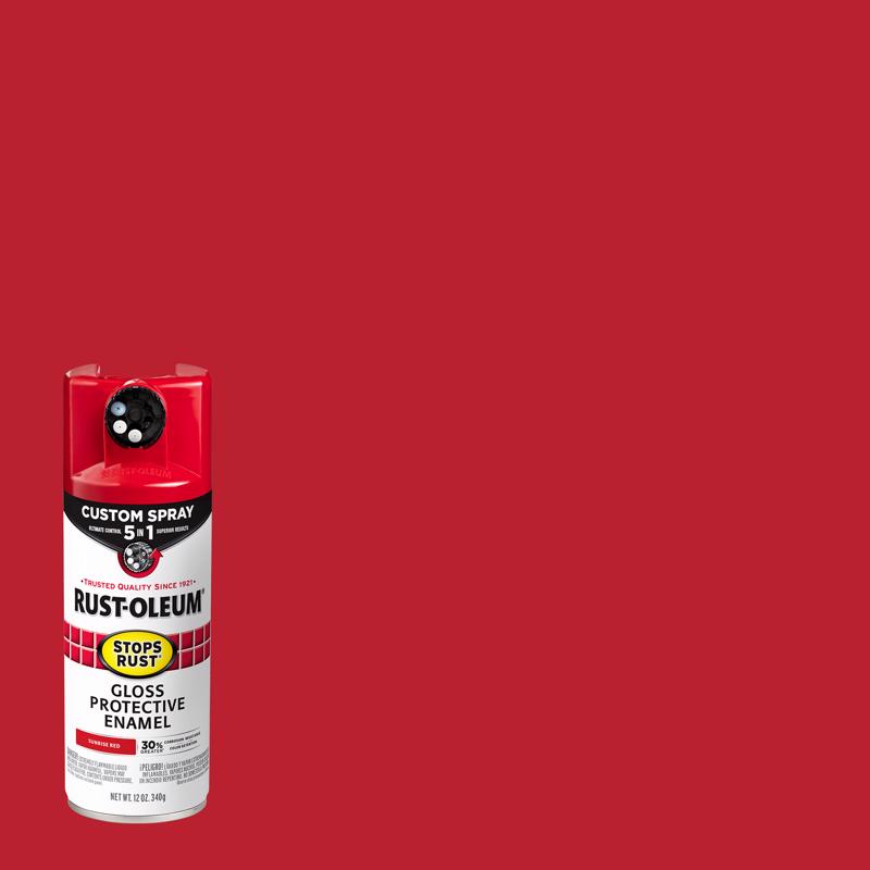 Rust-Oleum Stops Rust Custom Spray 5-in-1 Gloss Sunrise Red Spray Paint 12 Oz