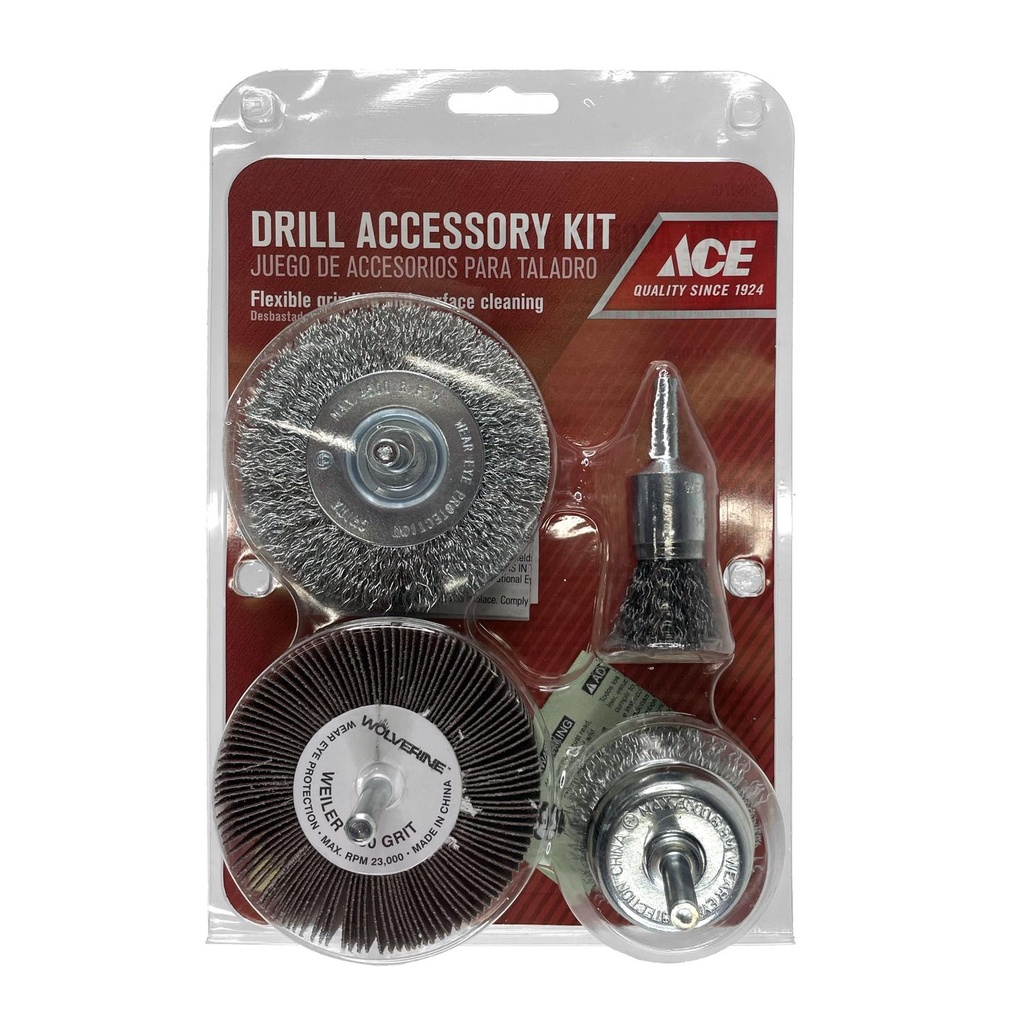 Ace Assorted Assorted Flap/Wire Wheel KIt Brass Coated Steel 4500 RPM 4 Pc